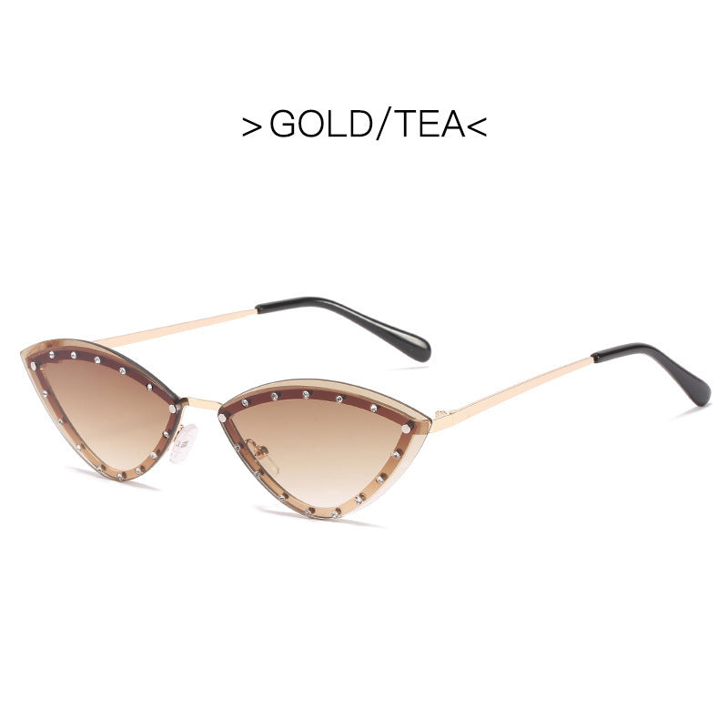 New Women's Fashion Cat Eye Round Triangle Sunglasses Frameless