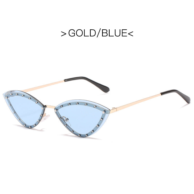 New Women's Fashion Cat Eye Round Triangle Sunglasses Frameless