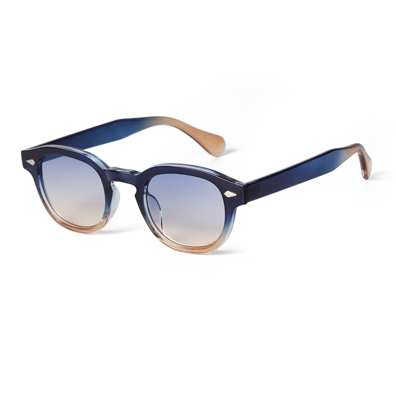 Cross-border new fashion European and American style beige nail sunglasses oval small frame sunglasses for women high-end sun protection and UV protection