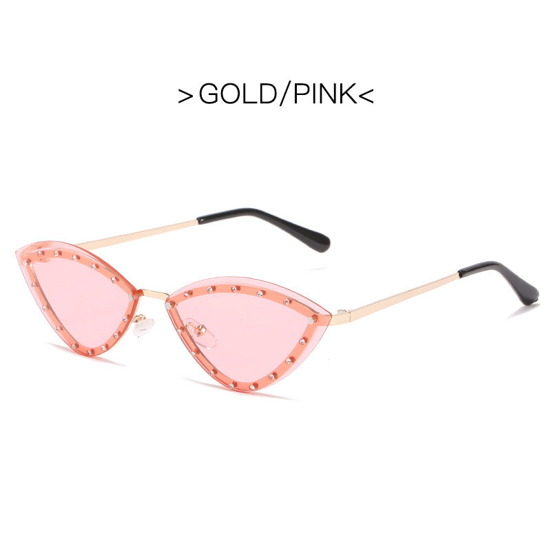 New Women's Fashion Cat Eye Round Triangle Sunglasses Frameless