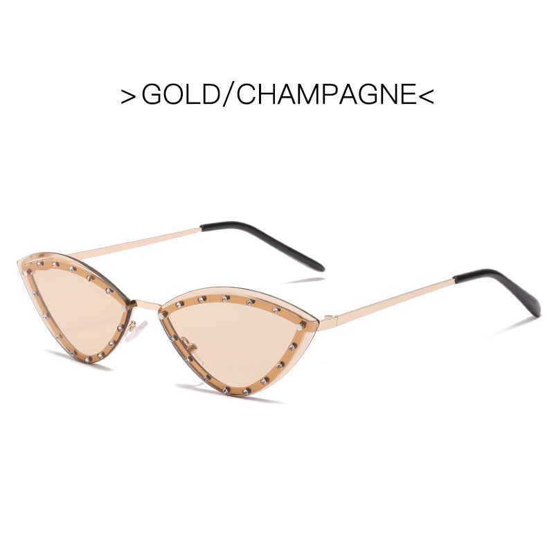 New Women's Fashion Cat Eye Round Triangle Sunglasses Frameless